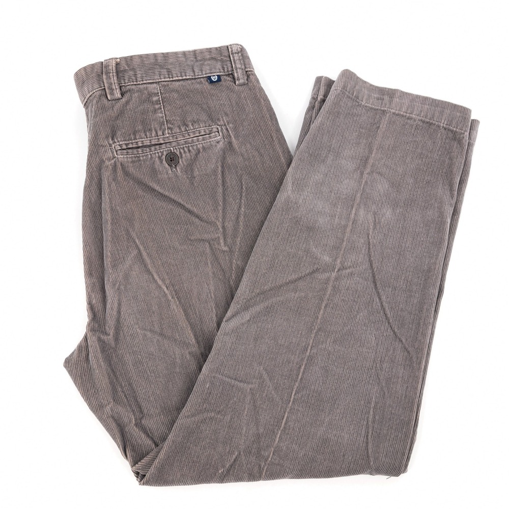 Chaps Mens Gray Corduroy Pants Straight Leg Cotton Trousers 34x29 (Fits 34x28)
